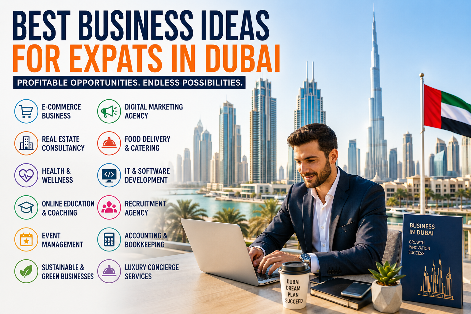 Discover the Best Business Ideas for Expats in Dubai in 2026. Explore profitable opportunities, startup costs, legal requirements, and practical strategies for building a successful business in Dubai.